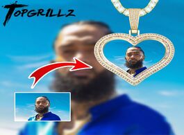 Foto van Sieraden topgrillz custom photo pendant heart shaped medal necklace iced cubic zirconia hip hop fash