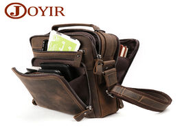 Foto van Tassen joyir new genuine leather men vintage handbags small flap s shoulder bag casual office messen
