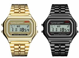 Foto van Horloge luxury small square gold women digital watch ultra thin steel led electronic wrist luminous 