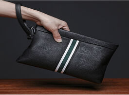 Foto van Tassen wmnuo 2020 clutches bag men hit color envelope hand stripe cow genuine leather wallet for mal