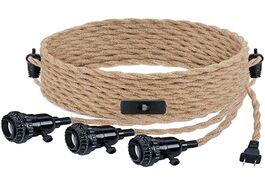 Foto van Lampen verlichting triple pendant light cord kit with independent switch hemp rope vintage hanging f