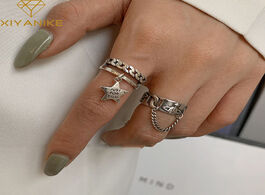 Foto van Sieraden xiyanike ins trendy 925 sterling silver creative pentagram chain tassel opening rings thai 