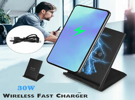 Foto van Telefoon accessoires 30w double coil qi wireless fast charger vertically horizontally quick charging