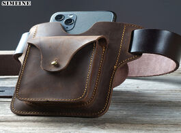 Foto van Tassen genuine leather cellphone waist bag for men male vintage portable edc tactical mobile phone c