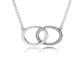 Foto van Sieraden new 925 sterling silver necklace two interlocking logo circles with crystal for women weddi