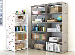 Foto van Meubels assemble bookshelf non woven fabric storage rack removable book shelf stand holder bookcase 