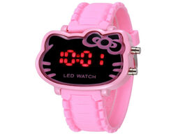 Foto van Horloge hello kitty watch for kids children cartoon silicone strap led electronic wrist watches wome