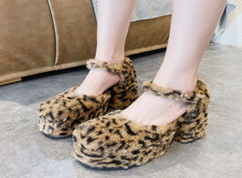 Foto van Schoenen rimocy sexy fur leopard platform pumps women 2020 autumn new ladies buckle high heels fashi