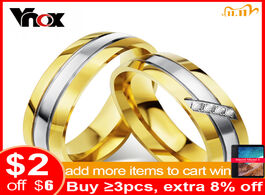 Foto van Sieraden vnox trendy wedding ring 316l stainless steel metal cz zircon stone finger jewelry