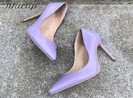 Foto van Schoenen tikicup women light purple patent pumps pointed toe stilettos ladies slip on high heels 12 