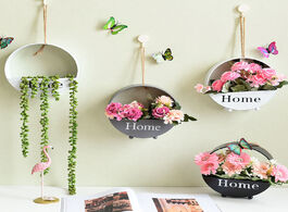 Foto van Huis inrichting nordic dry flower basket wall storage rack shelf planter hanging decoration living r