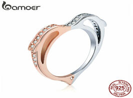 Foto van Sieraden bamoer authentic 925 sterling silver heart dolphin clear cz women rings wedding jewelry bir