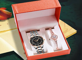 Foto van Horloge luxury quartz watch women watches bracelet box set ladies waterproof steel s calendar gift c