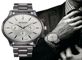 Foto van Horloge fashion man crystal stainless steel analog quartz wrist watch chronograph waterproof relogio