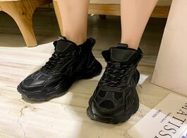 Foto van Schoenen winter women chunky sneakers vulcanized shoes female black platform short boots comfortable