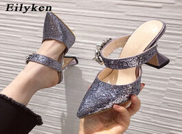 Foto van Schoenen eilyken fashion glitter bling sequined cloth pointed toe women shoe summer crystal diamonds