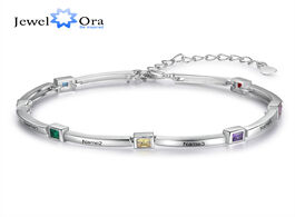 Foto van Sieraden jewelora personalized inlaid square birthstone bracelets bangles customized 8 names engrave