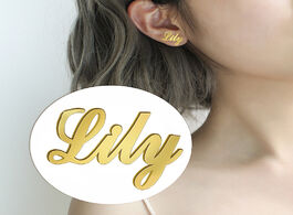 Foto van Sieraden sipuris personalized custom name earring for women stainless steel gold customize font stud