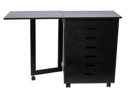 Foto van Meubels wood filing cabinet with folding desktop 7 drawer black gate leg roll cart multi function fi