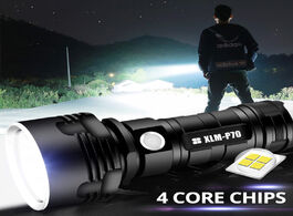 Foto van Beveiliging en bescherming ultra bright led flashlight with 4 corep70.2 lamp bead 3 lighting modes w