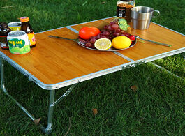 Foto van Meubels portable multipurpose folding table bamboo desk picnic for garden indoor outdoor camping bar