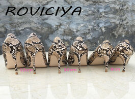 Foto van Schoenen brown snake print 12cm extreme high heel pointed toe women pumps valentine stiletto woman s