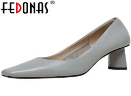 Foto van Schoenen fedonas concise designer shoes woman heels 2020 spring genuine leather high pumps party off