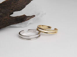 Foto van Sieraden silvology 925 sterling silver double layer asymmetry rings for women elegant line glossy ch