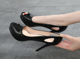 Foto van Schoenen sexy pumps women shoes platform heels shallow peep toe high ladies wedding black talon femm