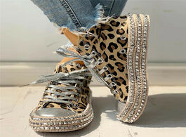 Foto van Schoenen women sneakers leopard rivets shoes canvas leisure lace up low high top basket femme big si