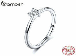 Foto van Sieraden bamoer hot sale 925 sterling silver heart clear cz simple finger rings for women engagement