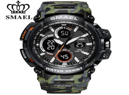 Foto van Horloge smael camouflage military watch men waterproof dual time display mens sport wristwatch digit