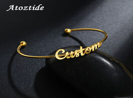 Foto van Sieraden atoztide new fashion personalized customized name bangle for women stainless steel open let