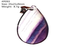 Foto van Sieraden top natural purple fluorite quartz pendant for women man clear crystal 35x21x9mm water drop
