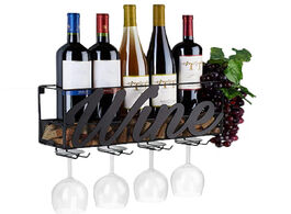 Foto van Meubels 17.71x5.12x8.66 inch 4 built in wine glass holders metal wall mounted rack bottle champagne 