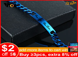 Foto van Sieraden vnox customize stainless steel id bracelet for men stylish blue color link chain casual gen