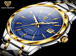 Foto van Horloge lige original brand wrist watches mens automatic self wind tungsten steel waterproof busines