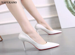 Foto van Schoenen sexy 10cm high heels shoes women pumps pu leather woman pointed toe wedding party white nud