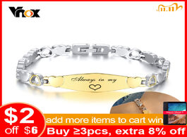 Foto van Sieraden vnox personalize engraving id bar with heart chain bracelets for women men unisex custom an