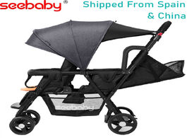 Foto van Baby peuter benodigdheden seebaby twin stroller big small two child double 4 wheel folding lightweig