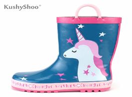 Foto van Baby peuter benodigdheden kushyshoo girl rain boots kids cute unicorn printed with handles children 