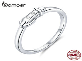 Foto van Sieraden bamoer authentic 925 sterling silver belt buckle pattern finger rings for women minimalist 