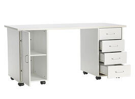 Foto van Meubels in stock usa warehouse mdf material double edged manicure nail table with drawer white