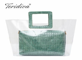 Foto van Tassen new brand women shoulder bag transparent tote bags crocodile s messenger handbag large capaci