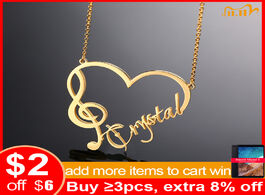 Foto van Sieraden vnox elegant heart pendant with name personalized women necklace musician note birthday gif