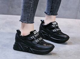 Foto van Schoenen woman high platform black glitter height increasing casual shoes vulcanize dropshipping thi