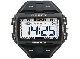 Foto van Horloge men sport watch multifunction stopwatch fitness alarm clock 5bar waterproof backlight square