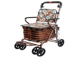 Foto van Huis inrichting grocery cart small old can push sit elderly folding walker four wheel shopping scoot