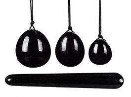 Foto van Schoonheid gezondheid obsidian yoni egg massage ball set natural black crystal women kegel massager 