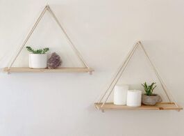 Foto van Huis inrichting premium wood swing hanging rope wall mounted shelves plant flower pot rack indoor ou